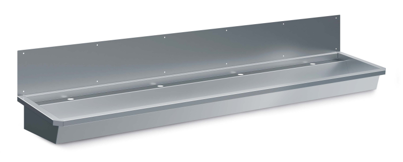 RVS WASBAK 4 KRANEN 2400MM NCLUSIEF AFVOERPLUG EN SPATSCHERM RVS WASBAK 4 KRANEN 2400MM NCLUSIEF AFVOERPLUG EN SPATSCHERM