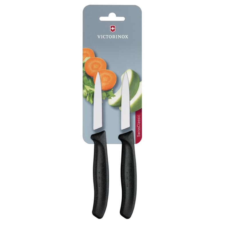 Victorinox Puntig Schilmesje 8cm Zwart (Pak van 2) Victorinox Puntig Schilmesje 8cm Zwart (Pak van 2)