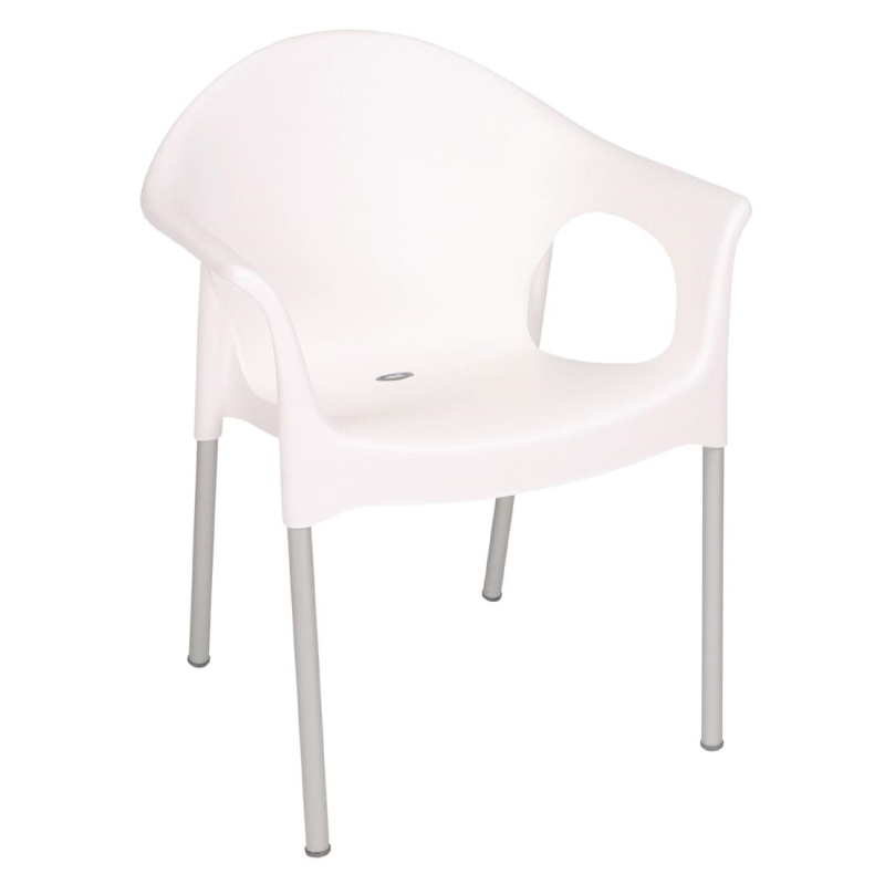 Bolero stapelbare witte stoelen met armleuning (4 stuks) Bolero stapelbare witte stoelen met armleuning (4 stuks)