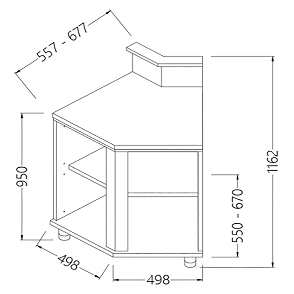 Neutrale bar-toonbanken met voorziening voor een dienst tablet 45° (open) Neutrale bar-toonbanken met voorziening voor een dienst tablet 45° (open)