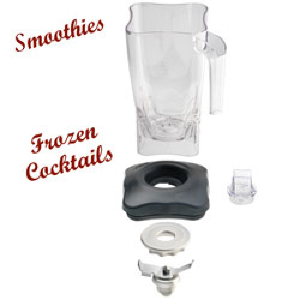 Vierkante Lexan beker 2 liters met deksel en mes (2 bladen) Vierkante Lexan beker 2 liters met deksel en mes (2 bladen)