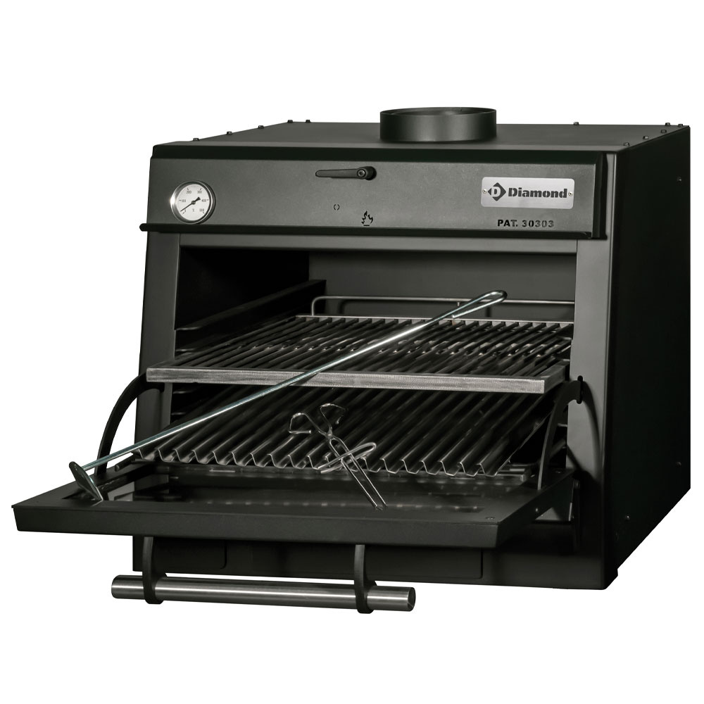 Houtskooloven-BBQ, GN 1/1 (60 Kg/h)/Zwart Houtskooloven-BBQ, GN 1/1 (60 Kg/h)/Zwart