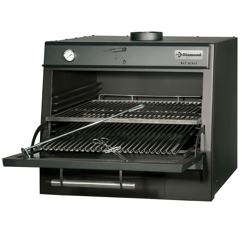 Houtskooloven-BBQ, GN 1/1 + GN2/4 (75 Kg/h)/Zwart Houtskooloven-BBQ, GN 1/1 + GN2/4 (75 Kg/h)/Zwart