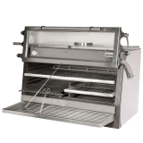 Houtskooloven-bbq, GN 2/1 + Gn1/1 (150 Kg/h)- Hefbare Deur/roestvrij Staal