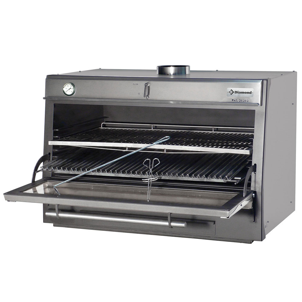Houtskooloven-BBQ, GN 2/1 + GN1/1 (150 Kg/h)/Roestvrij staal Houtskooloven-BBQ, GN 2/1 + GN1/1 (150 Kg/h)/Roestvrij staal