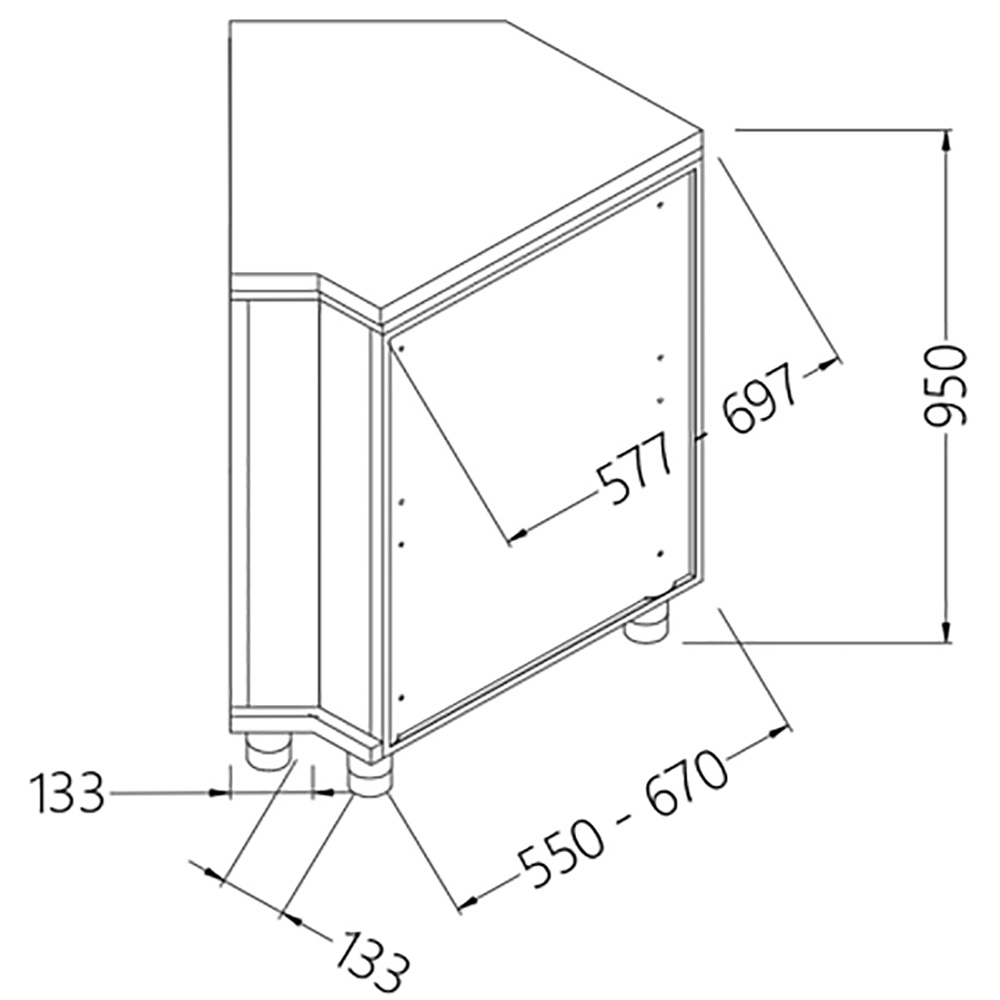 Neutrale achterhoek - gesloten 45° Neutrale achterhoek - gesloten 45°