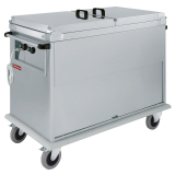 Bain-marie-wagen 2x GN 1/1, 2 T°c, deksels, kast met draaideur Bain-marie-wagen 2x GN 1/1, 2 T°c, deksels, kast met draaideur