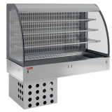 Muurmodel Met Kuip en Open Uitstalvitrine 3 Niveau's (met Gordijn), Gekoeld, Geventileerd, 5x GN 1/1