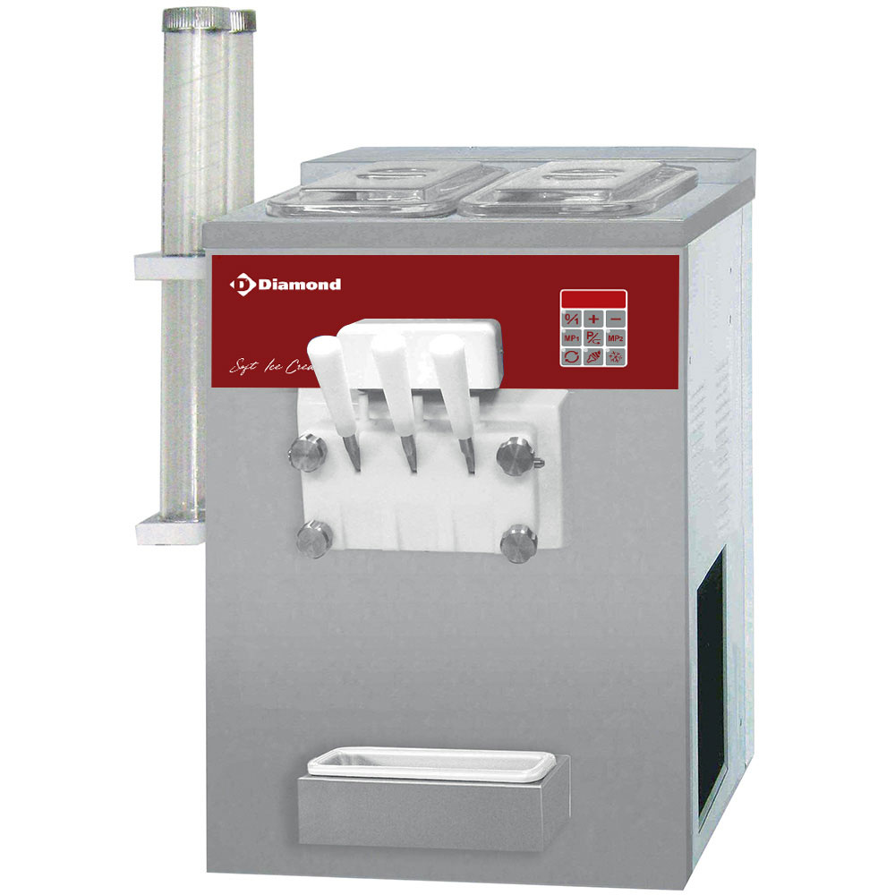 Soft ice-cream machine, 2 smaken + 1 mengsel, 13.5 Kg/u, luchtcondensor Soft ice-cream machine, 2 smaken + 1 mengsel, 13.5 Kg/u, luchtcondensor