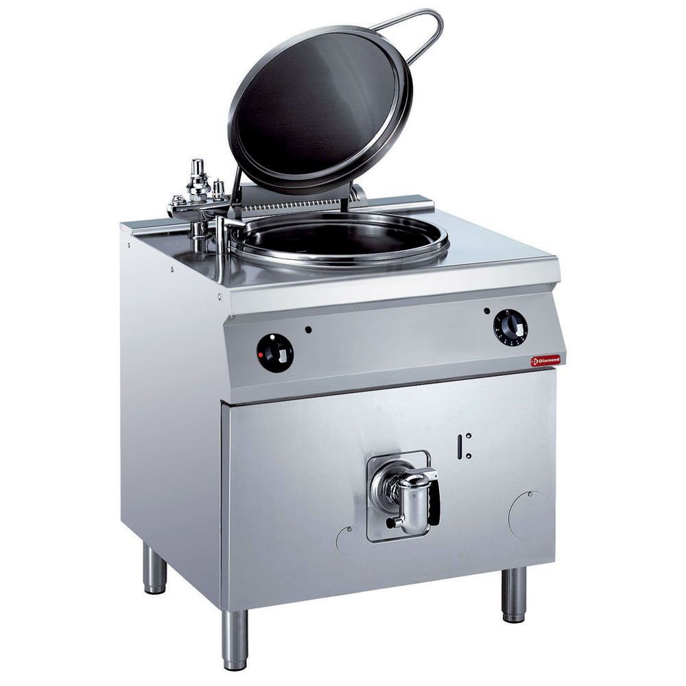 Ronde elektrische kookketel 60 liter, indirecte verwarming, op onderstel Ronde elektrische kookketel 60 liter, indirecte verwarming, op onderstel