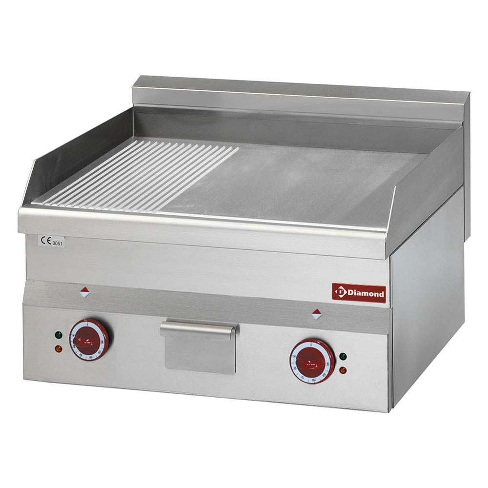 Elektrische braadplaat, 2/3 glad en 1/3 gegroefd Elektrische braadplaat, 2/3 glad en 1/3 gegroefd