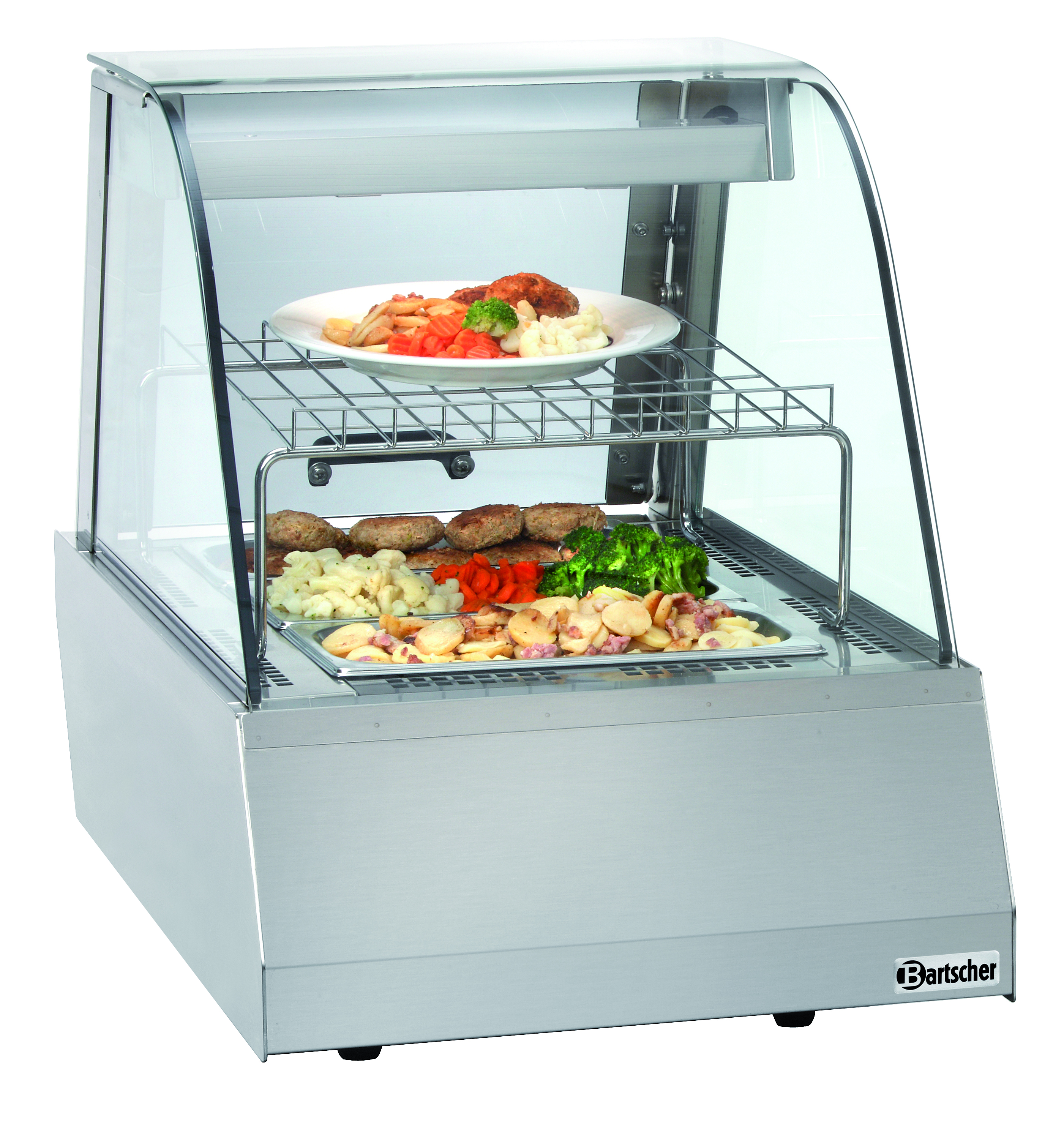 Warmhoudvitrine 1/1GN, ronde ruit Warmhoudvitrine 1/1GN, ronde ruit