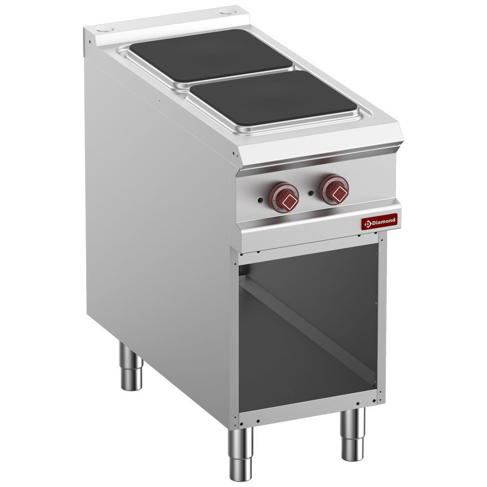 Elektrisch fornuis met 2 kookplaten op open kast Elektrisch fornuis met 2 kookplaten op open kast