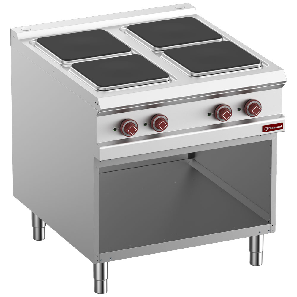 Elektrisch fornuis met 4 kookplaten op open kast Elektrisch fornuis met 4 kookplaten op open kast