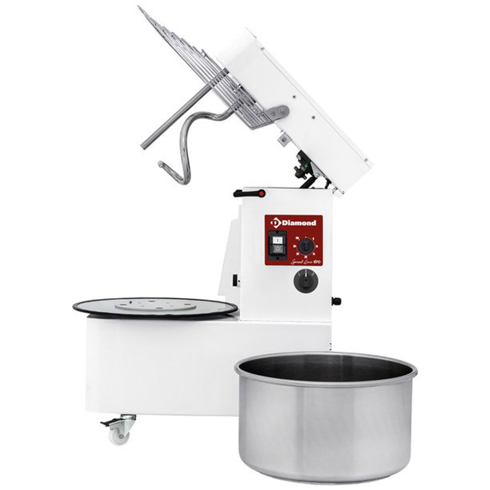 Spiraalkneder 22 liters kantelbare kop, verwijderbare kuip, 2 snelheden, timer, op wielen Spiraalkneder 22 liters kantelbare kop, verwijderbare kuip, 2 snelheden, timer, op wielen