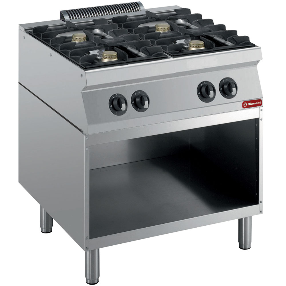 Fornuis samengesteld uit: 4 branders & open kast Fornuis samengesteld uit: 4 branders & open kast