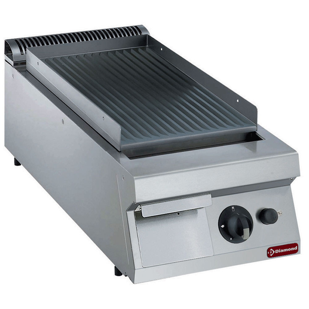 Bakplaat op gas met geribde plaat -TOP- Bakplaat op gas met geribde plaat -TOP-