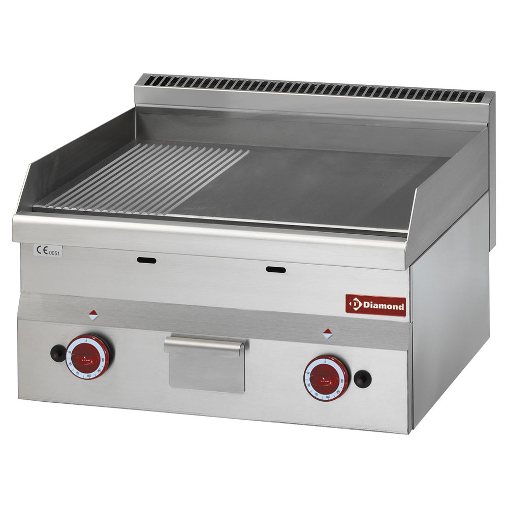 Bakplaat gas, 2/3 glad en 1/3 gegroefd Bakplaat gas, 2/3 glad en 1/3 gegroefd