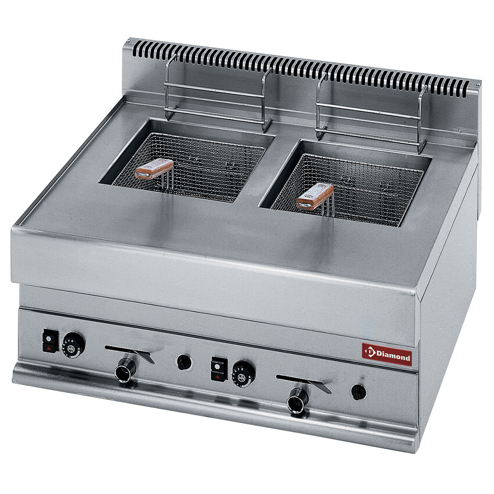 Gasfriteuse met 2 kuipen van 8 liter -Top- Gasfriteuse met 2 kuipen van 8 liter -Top-