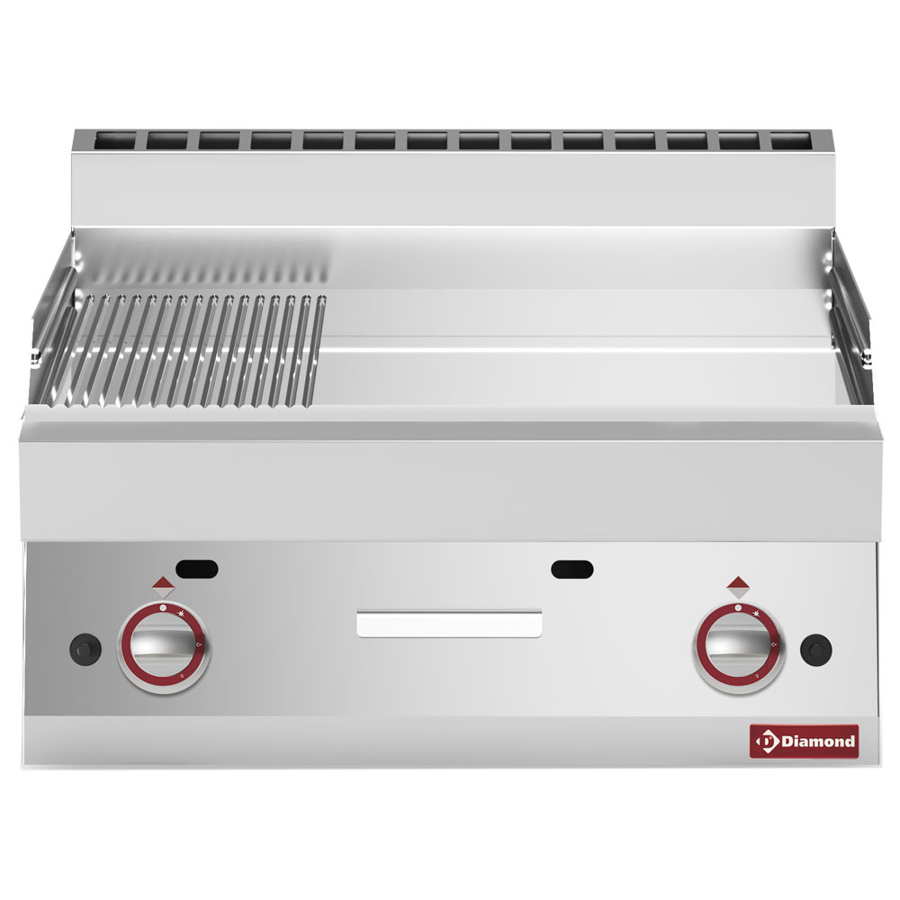 Bakplaat 2/3 glad en 1/3 gegroefd -Top- hard verchroomde Bakplaat 2/3 glad en 1/3 gegroefd -Top- hard verchroomde