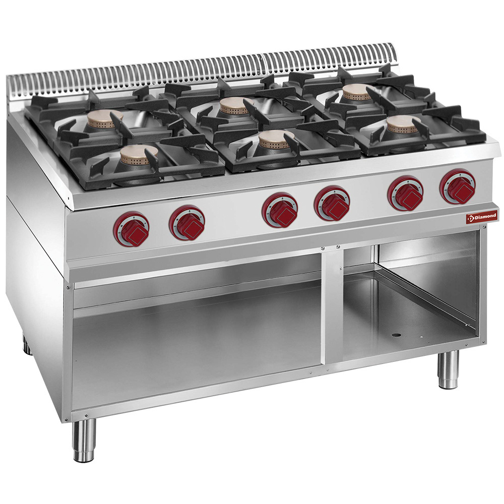 Fornuis samengesteld uit : 6 branders & open kast Fornuis samengesteld uit : 6 branders & open kast