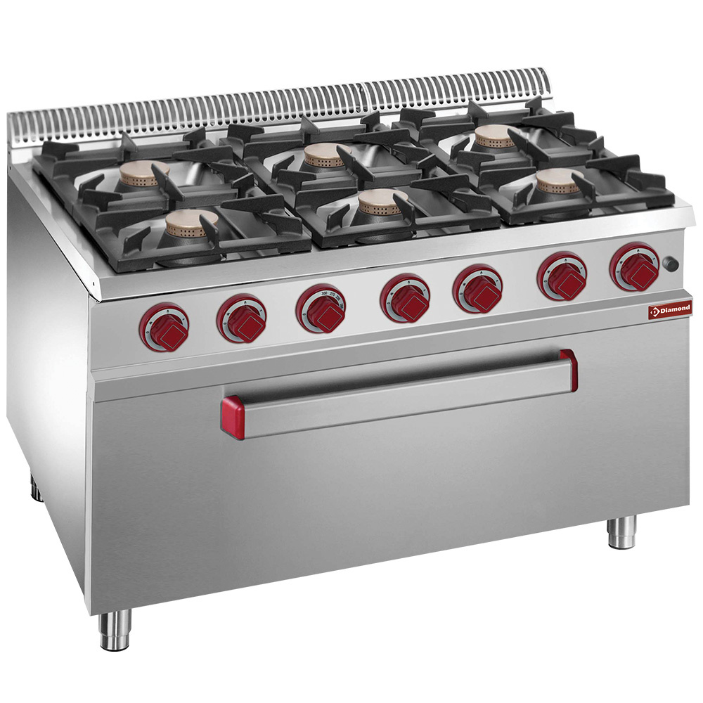 Fornuis 6 branders, maxi gasoven 1 groote deur Fornuis 6 branders, maxi gasoven 1 groote deur