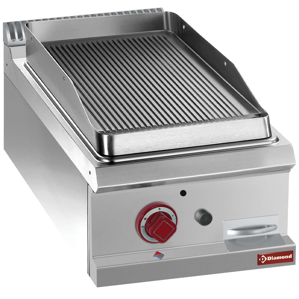 Braadplaat op gas met geribde plaat, module 1/2 -TOP- Braadplaat op gas met geribde plaat, module 1/2 -TOP-