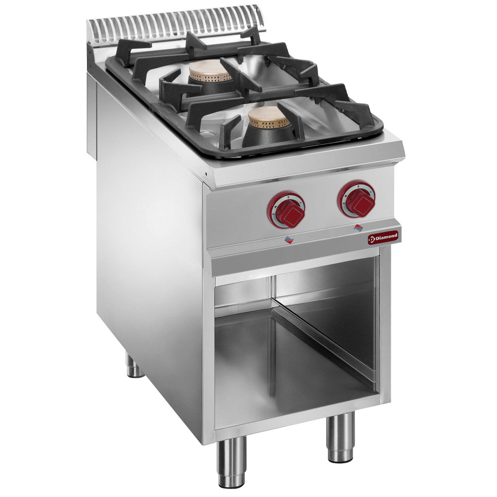 Gasfornuis met 2 branders, open kast Gasfornuis met 2 branders, open kast