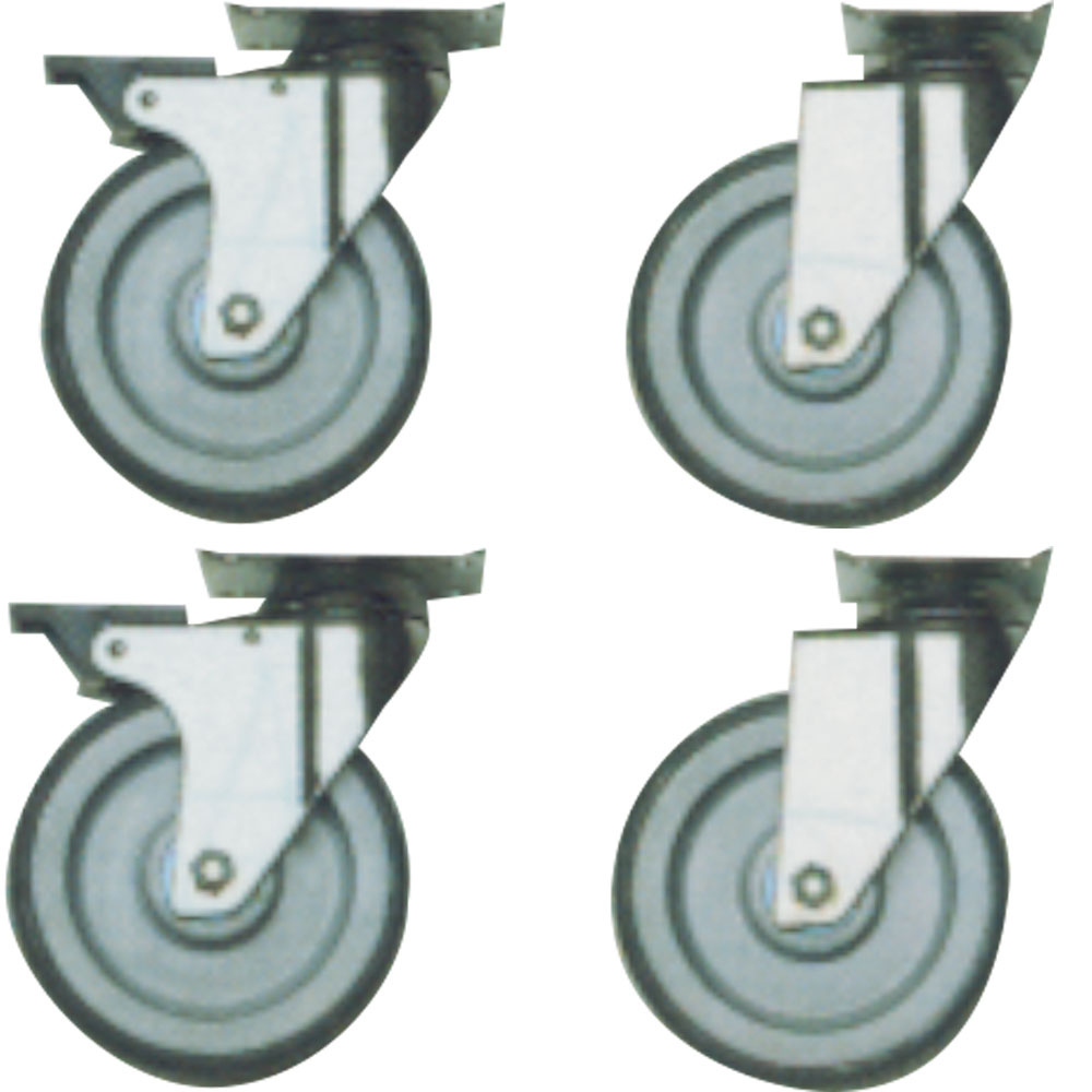 Set 4 wielen, 2 met rem Set 4 wielen, 2 met rem