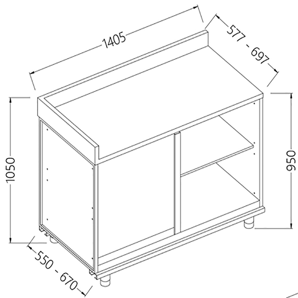 Achter meubel hoek links neutraal - met dienst tablet Achter meubel hoek links neutraal - met dienst tablet