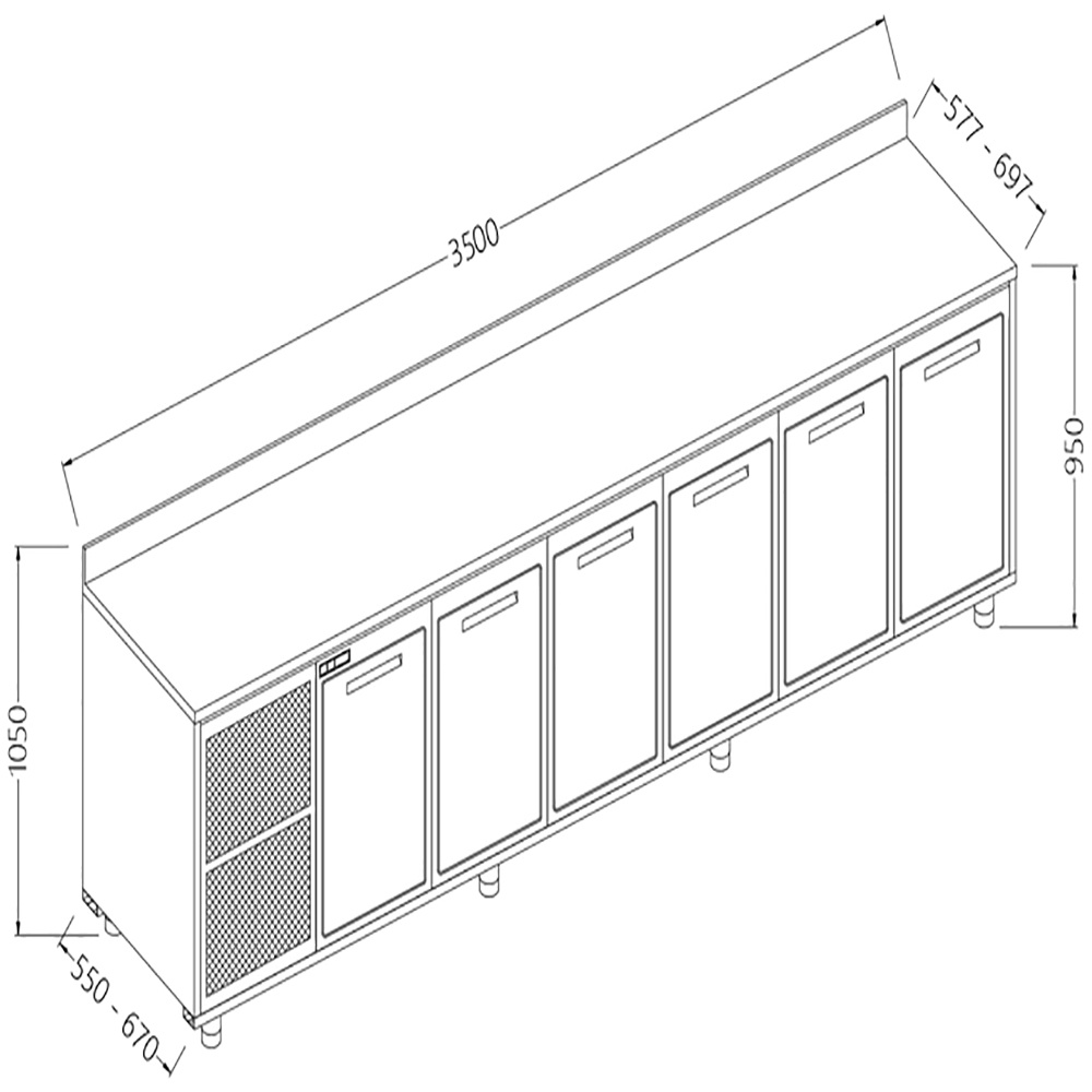 Neutraal achter meubel, opstaande boord Neutraal achter meubel, opstaande boord