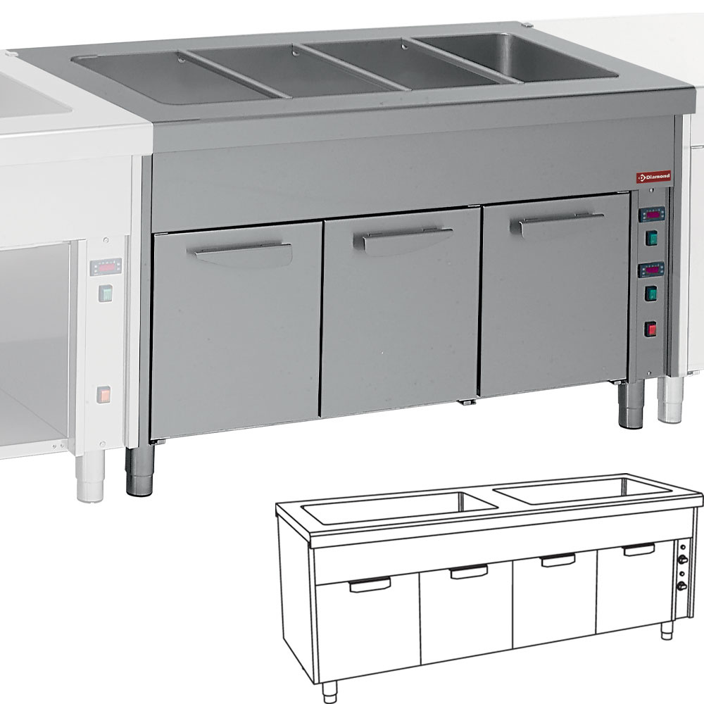 Bain-marie element op warmkast 2x 3 GN 1/1 Bain-marie element op warmkast 2x 3 GN 1/1
