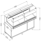 Geventileerde gekoelde vitrines voor snacks_lage ruiten, groep op afstand, zonder reserve Geventileerde gekoelde vitrines voor snacks_lage ruiten, groep op afstand, zonder reserve