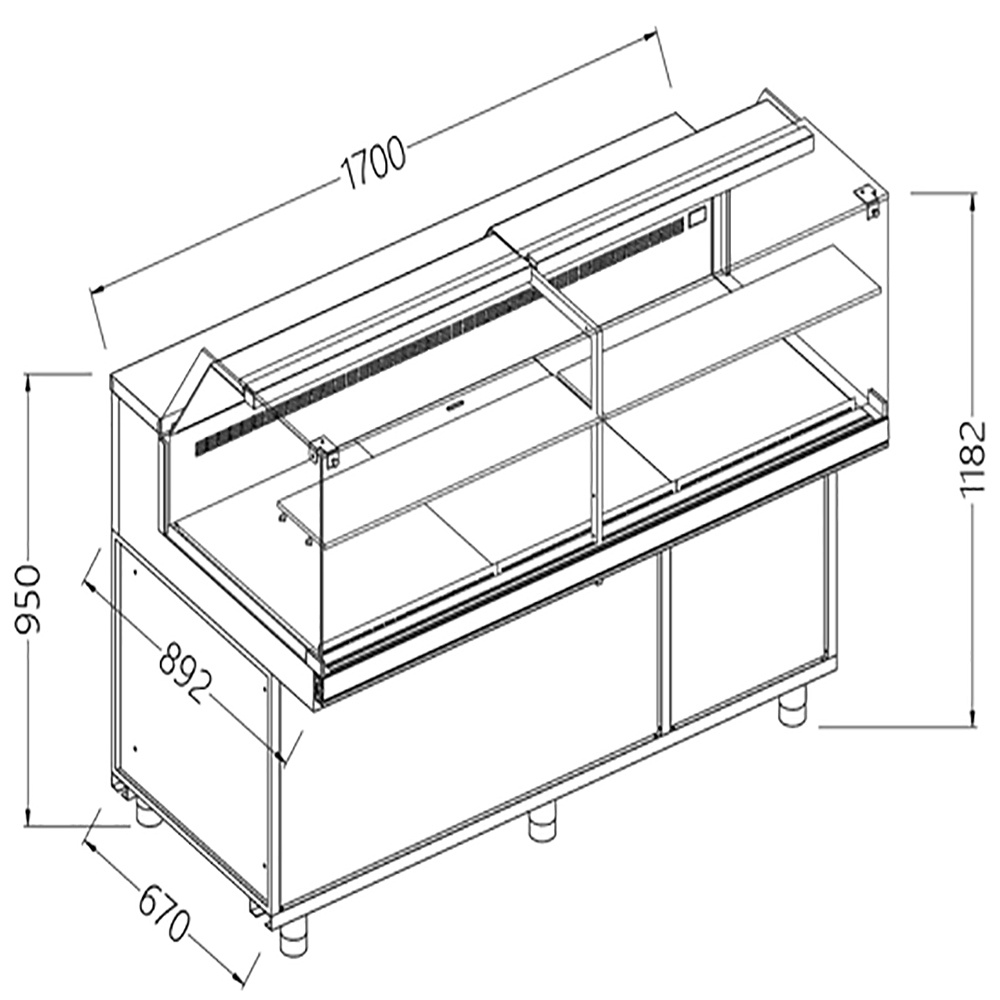 Geventileerde gekoelde vitrines voor snacks_lage ruiten, groep op afstand, zonder reserve Geventileerde gekoelde vitrines voor snacks_lage ruiten, groep op afstand, zonder reserve