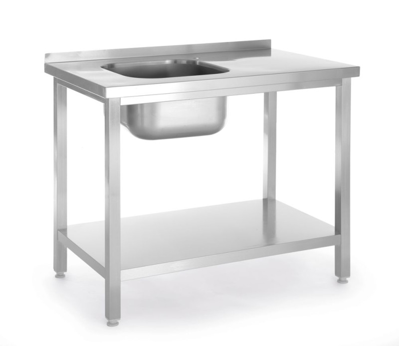 Spoeltafel met schap - geschroefd, HENDI, Budget Line, Wasbak links, 800x600x(H)850mm Spoeltafel met schap - geschroefd, HENDI, Budget Line, Wasbak links, 800x600x(H)850mm