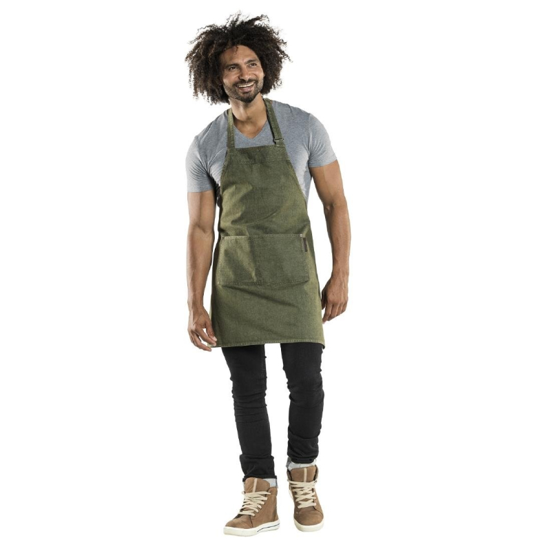 Chaud Devant Bib Schort Basis Groen Denim B70-L75 cm Chaud Devant Bib Schort Basis Groen Denim B70-L75 cm