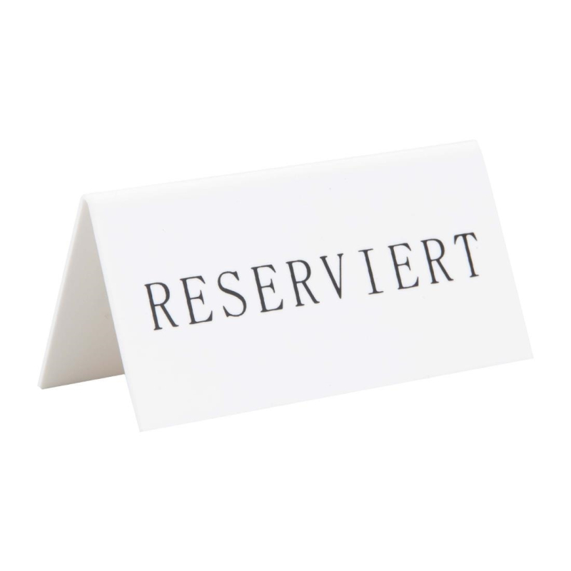 Securit Reserveringstafelstandaards met Duits: 'Reserviert' Witte acryl standaarden met zwart lettertype (box 5) Securit Reserveringstafelstandaards met Duits: 'Reserviert' Witte acryl standaarden met zwart lettertype (box 5)