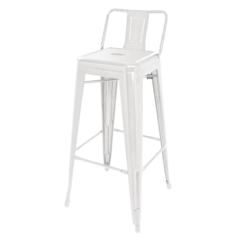 Bolero bistro stalen hoge kruk met rugleuning wit (4 stuks) Bolero bistro stalen hoge kruk met rugleuning wit (4 stuks)