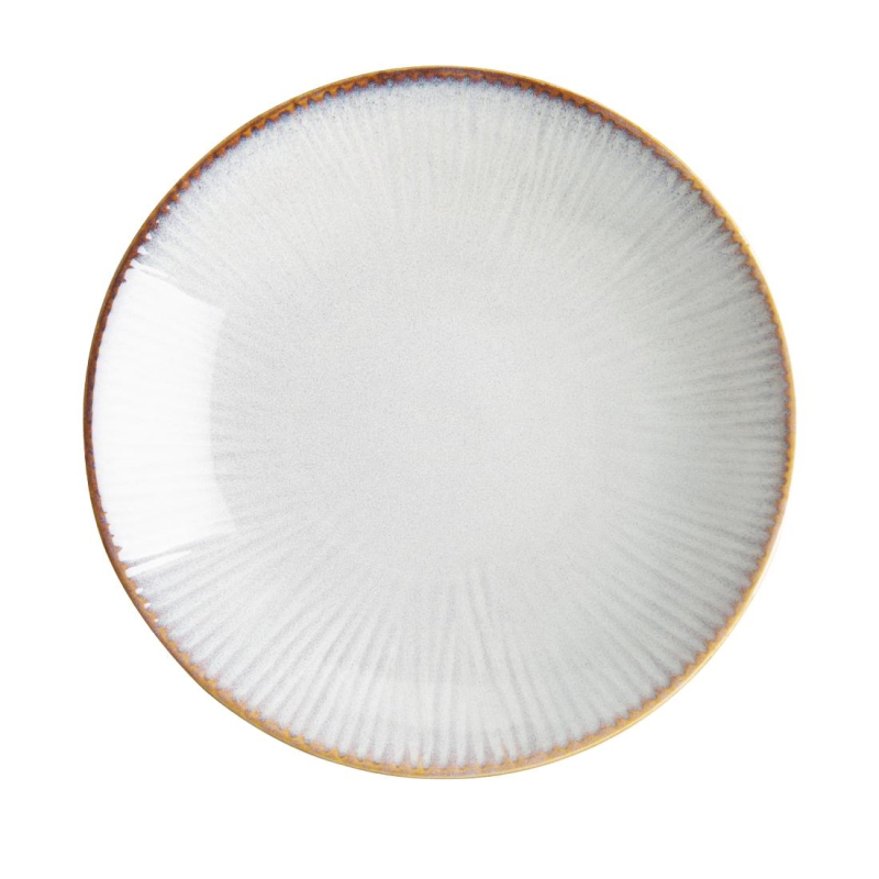 Olympia Drift Grey Coupe Low Bowls met reliëf, 260 mm (pak van 4) Olympia Drift Grey Coupe Low Bowls met reliëf, 260 mm (pak van 4)