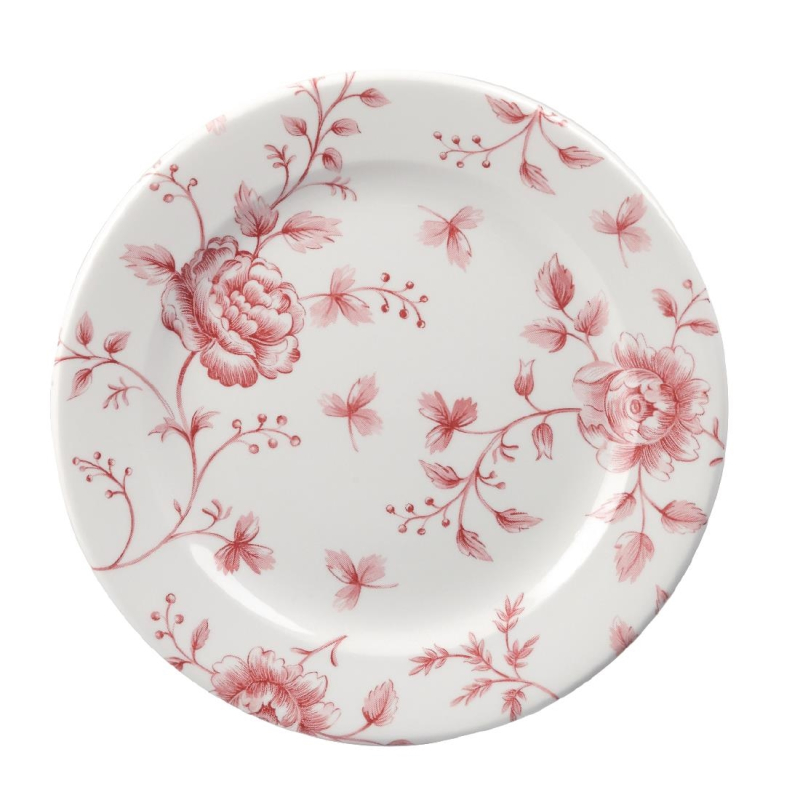Churchill Rose Chintz Cranberry bord 16.5 cm pak van 6 Churchill Rose Chintz Cranberry bord 16.5 cm pak van 6