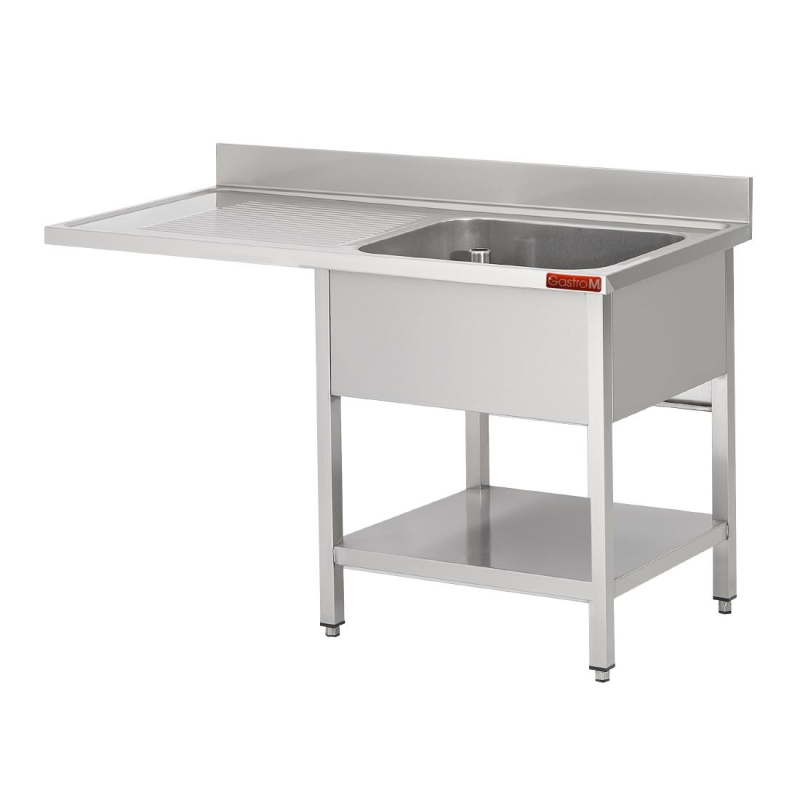 Gastro-M Spoeltafel met onderstel en onderblad mm 1200x 700x850 Met uitsparing voor VW, 1 bak rechts 500x500x320, dienblad links INOX Gastro-M Spoeltafel met onderstel en onderblad mm 1200x 700x850 Met uitsparing voor VW, 1 bak rechts 500x500x320, dienblad links INOX