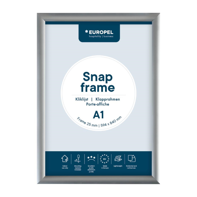 Europel snap frame a1 25mm zilver Europel snap frame a1 25mm zilver