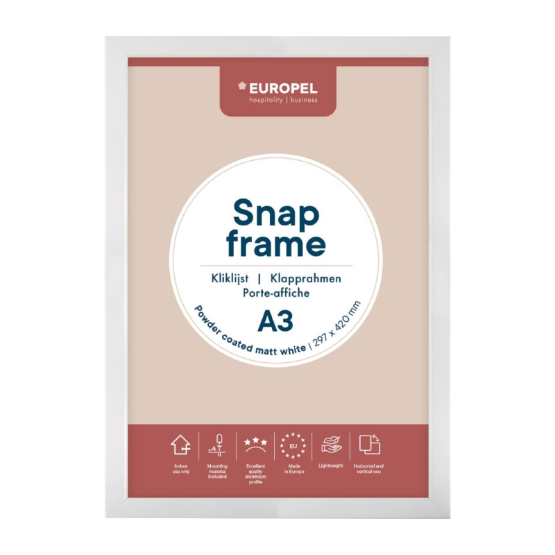 Europel snap frame a3 25mm mat wit Europel snap frame a3 25mm mat wit