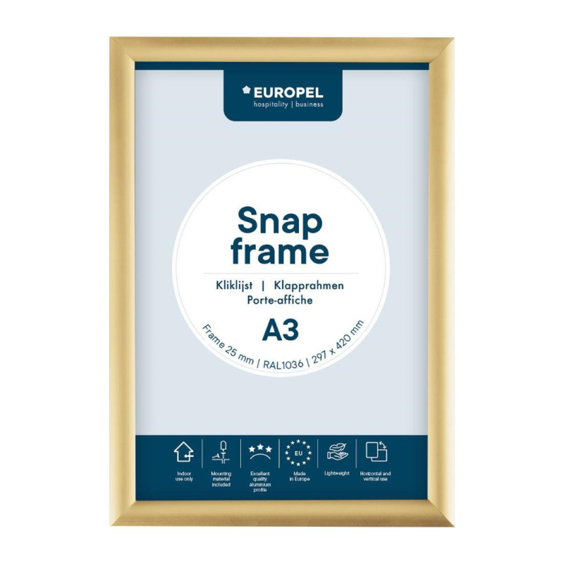 Europel klemframe a3 25mm goud Europel klemframe a3 25mm goud