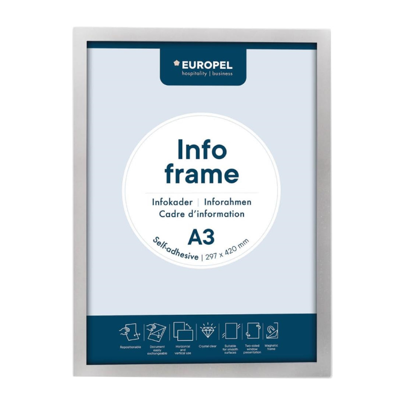 Europel infolijst / zelfklevende set 2 stuks a3 zilver Europel infolijst / zelfklevende set 2 stuks a3 zilver