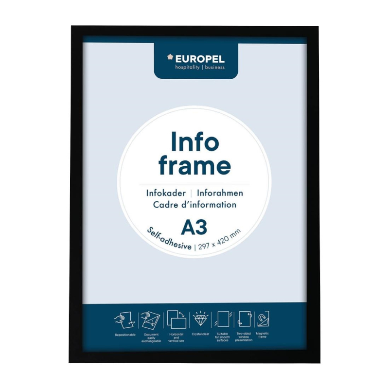 Europel info kader / zelfklevende set 2 stuks a3 zwart Europel info kader / zelfklevende set 2 stuks a3 zwart