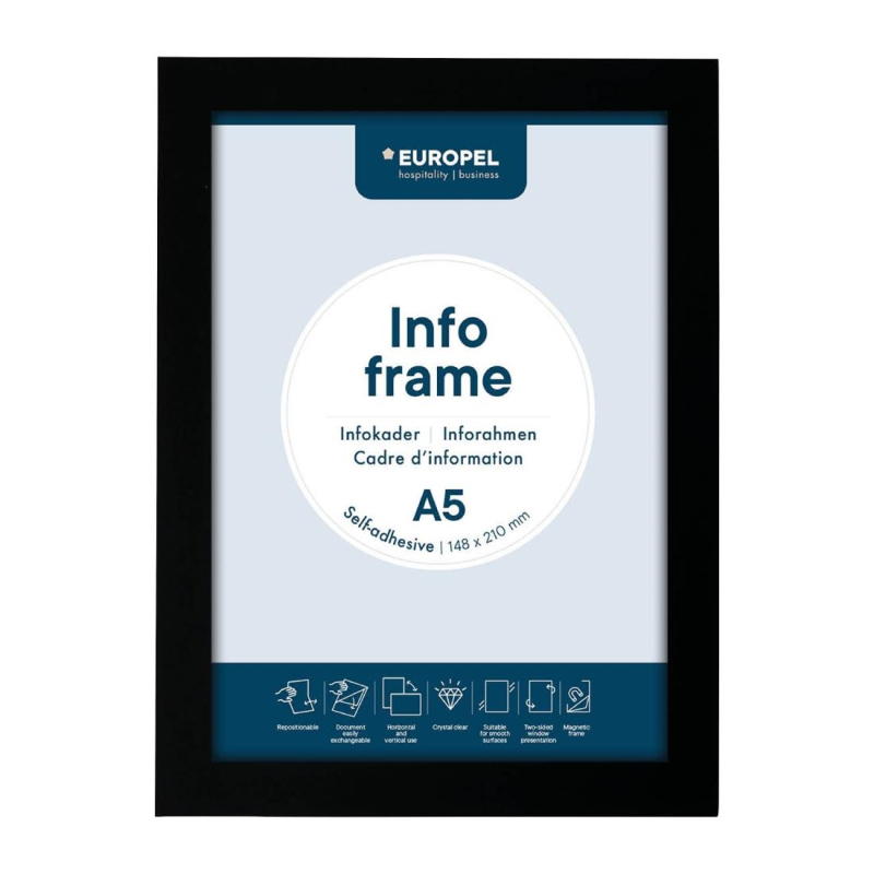 Europel info frame / zelfklevende set 2 stuks a5 zwart Europel info frame / zelfklevende set 2 stuks a5 zwart