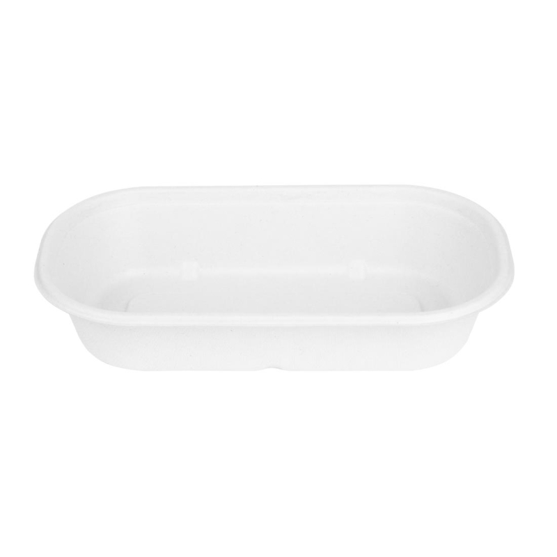 Fiesta composteerbare bagasse ovale containers 850ml (pack van 100) Fiesta composteerbare bagasse ovale containers 850ml (pack van 100)