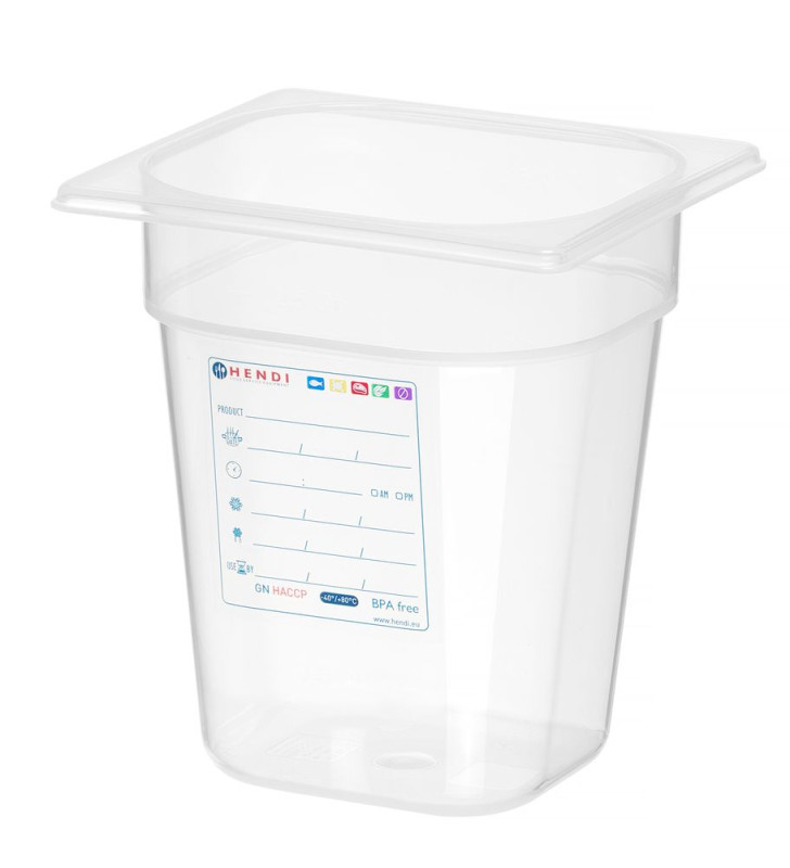 Container GN 1/6, HENDI, GN 1/6, 1,6L, Transparant, 176x162x(H)100mm Container GN 1/6, HENDI, GN 1/6, 1,6L, Transparant, 176x162x(H)100mm