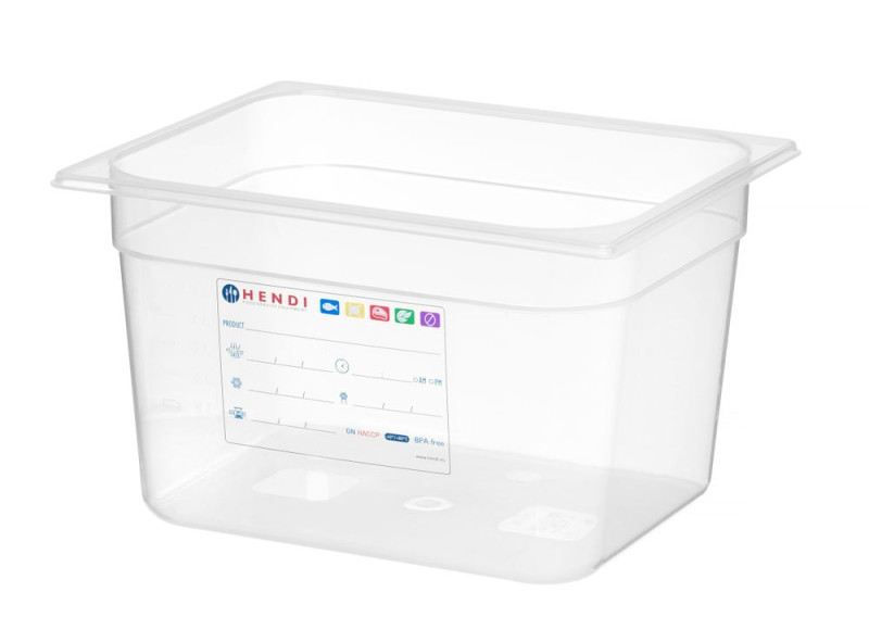 Container GN 1/2, HENDI, GN 1/2, 6,5L, Transparant, 325x265x(H)100mm Container GN 1/2, HENDI, GN 1/2, 6,5L, Transparant, 325x265x(H)100mm